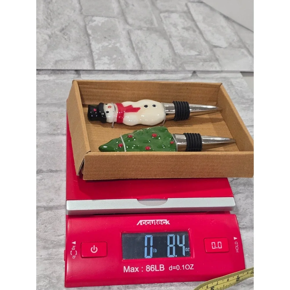 Lot Of 2 Christmas Wine‎ Bottle Stoppers Christmas Tree And Snowman New